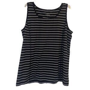 J. Jill Fit Women’s Black & White Stripe Performance Tank Top Sz M Stretch Gym